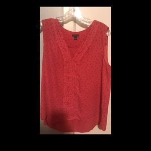 Ann Taylor pink and navy dot shell